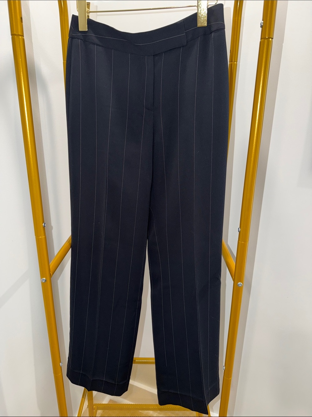 LOFT Black Pinstripe Wide-Leg Pants